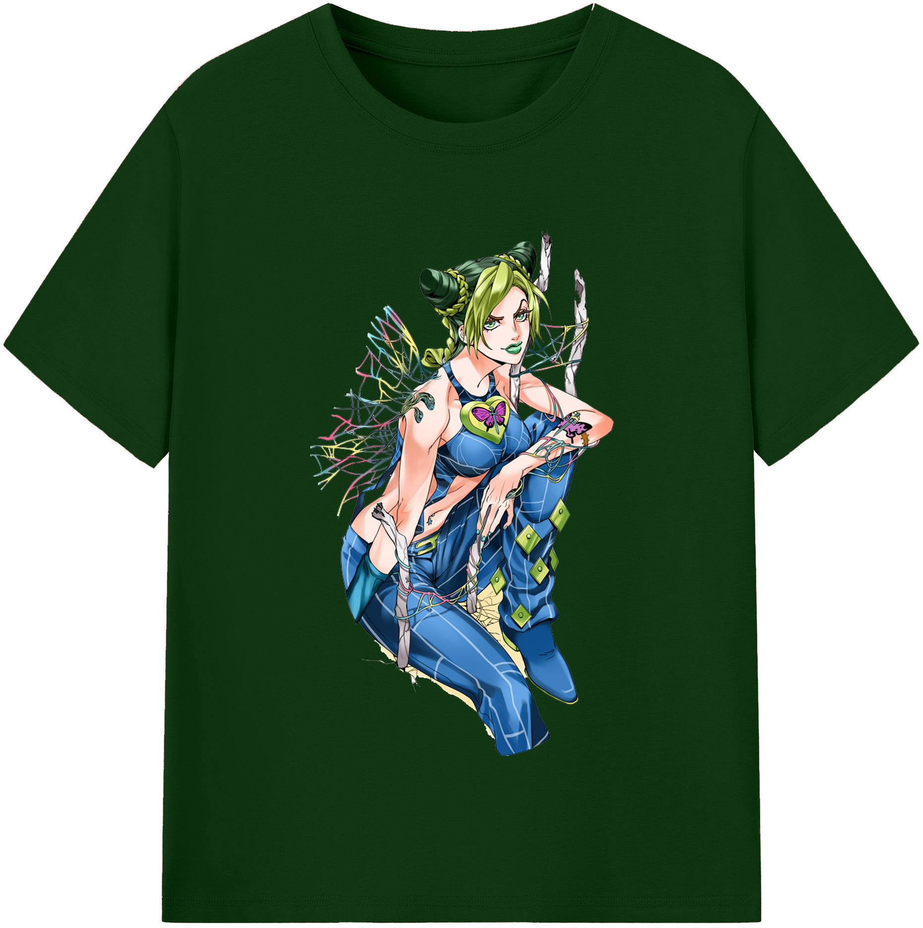 （画像用） "ジョジョの奇妙な冒険 くうじょう ジョリーン JoJo's Bizarre Adventure Jolyne Cujoh " 綿100％半袖Tシャツ（フロントプリント）